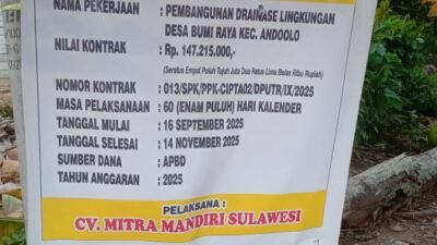 Proyek Drainase Ambruk,CV Mitra Mandiri Sulawesi Terancam Blacklist dan  Pidana