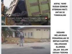 Ruas Alangga – Andoolo Aspal di Tolak Konsultan,Kontraktor Tetap Lakukan Penghamparan Berakibat Belum Sebulan Sudah Lakukan Penambalan