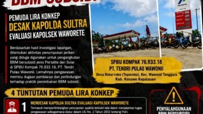 Diduga Ada Pembiaran Penimbunan BBM Subsidi, Pemuda LIRA Konkep Desak Kapolda Sultra Evaluasi Kapolsek Waworete  ‎‎
